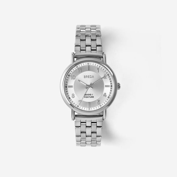 BREDA-Good-Posture-Theophilus-Martins-Blossom-5017a-Silver-Watch-Front